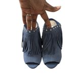 Guess Shoes Ara Studded Fringe Mule Slides Peep Toe Sandals Heels Size 6.5 Photo 1