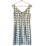 Tory Burch  Brooklynn Lace Dress V-Neck size 6 White Sea Moss Green Lining Photo 5