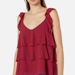 Cupcakes and Cashmere Women’s Burgundy Layered Flutter Sleeve tank top Photo 0