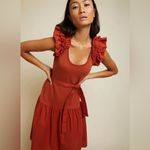 Nation Ltd x Evereve Everleigh Ruffle Shoulder Midi Dress in Cayenne Size XS Photo 4
