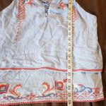 Parker  Womens Blouse Tank Top  Embroidered Floral Blue Sleeveless Boho Sz Large Photo 11