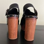 Steve Madden Black Leather Wooden Heel Clogs Photo 1