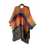 Reversible Rainbow Ruana Fall/Winter Mixed Plaid Cape Poncho Cape OS Orange Size undefined Photo 6