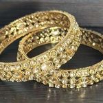 Pale gold tone polki style Indian bangles size 2.6 Photo 0