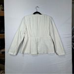 Banana Republic  White Black Pinstriped Linen Blend Blazer Jacket Women's Size 14 Photo 6