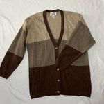 Vintage casual corner lambwool blend colorblock cardigan Brown Size L Photo 1