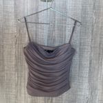 ZARA  NWT mesh gray ruched draped boned corset spaghetti strap top Photo 6