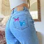 ZARA Hand Painted Butterfly Light Wash Jeans Photo 0