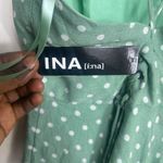 INA  Mint  mini 100 % rayon summer Green Dress with White Dots L Photo 4