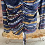 Ariella  Sweater Striped Ruched Drawstring Back Knit Top S Long Sleeve Crew Neck Photo 9