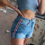 Forever 21 Distressed Jean Shorts with red stripe Photo 1