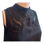 ZARA BASIC Small Black Blouse Sleeveless beaded Lace Embroidery​ Photo 7