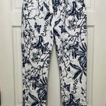 Free People  White and Navy Floral Drawstring Casual Pants - Size Medium Photo 0