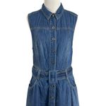 Free People  Western Bohemian Ruffle Denim Midi Maxi Dress Large Belted Cowgirl Photo 6