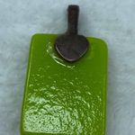 Art Glass Rectangle Shape Green Shade Pendant for Necklace Iridescent Center Photo 5