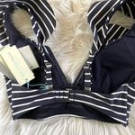 Sea Level Navy Blue Stripe Frill Ruffle Bikini Swim Swimsuit Top womens 4 XS new Photo 6