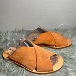 Free People  Emelia Slip-On Sandals Suede Cross Strap Sandals - Tan Size EU38 US8 Photo 8