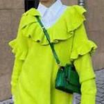 ZARA Ruffle Tunic Sweater M/L Green Photo 0