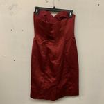 David's Bridal  Red F15103 Short Strapless Satin Sweetheart Bridesmaid Dress Photo 2