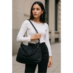 Gucci  Black Nylon Bamboo Handle Bag w Detachable Leather Shoulder Strap Photo 1