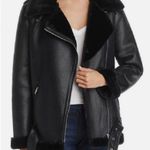 ZARA Shearling Aviator Asymmetric zip belt faux wax wet sheepskin suede mock warm winter rave goth puffer teddy fav blogger Moto fuzzy lamb Photo 1
