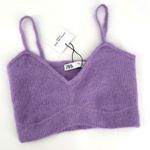 ZARA NWT Women's Alpaca Wool Blend V-Neck Bralette Crop Top Purple Size Medium Photo 0