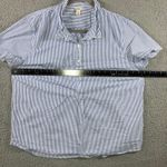 LL Bean Seersucker Shirt Women XL Popover Blue White Striped Short Sleeve Photo 3