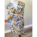Nicole Miller  Tropical Flower Print Linen Dress Photo 7