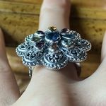 Natural Tanzanite Sapphire Sterling Silver Cocktail Ring Size 7 Photo 1