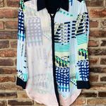 Inbdue Woman Mixed Media Patchwork Long Sleeve Button Down Shirt Women's Large Photo 0