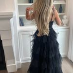 Betsy and Adam Tiered Ruffle Tulle Gown in Black Size US 4 Photo 2