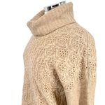 Nanette Lepore Lace Knit 100% 2-Ply Cashmere Turtleneck Sweater Beige Size Small Photo 2