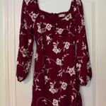 Altar'd State  Red Floral Dress Long Sleeve Photo 0
