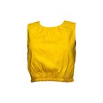 Sézane  Abella Linen-Blend Blouse, Yellow, FR36/US4 Photo 7