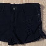Womens Blush Mark Tie Up Distressed Stretchy Jean Shorts Black Size Large Photo 1