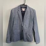 J.Crew  Chambray Denim Two Button 100% Cotton Blazer SZ 0 Photo 0
