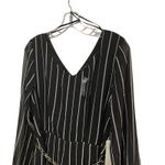 E&M Striped Romper Long Sleeve Chain Belt V Photo 2