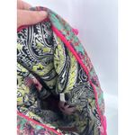 America & Beyond Floral Boho Shoulder Zip Tote Bag Purse Green Pink Photo 7