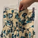 Adorable pleated strapless mini dress Alberta Ferretti flare floral cream aqua Blue Size 6 Photo 12