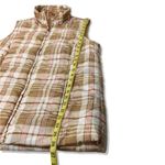 kim rogers NWOT Tan Beige White Rust Plaid Puffer Vest Sleeveless New Puffy Photo 4