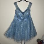 Morilee Madeline Gardner short glitter glam dress prom women's size 24 plus Blue Photo 1