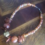 Vintage handcrafted genuine carnelian agate necklace Gold Photo 6