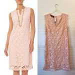 Ming Wang  Battenberg Pink Floral Lace Sheath Dress Photo 8