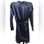 Veronica Beard  Agatha Silk Long-sleeve Mini Dress Size 2 Steel Blue #2D501 NWT Photo 7