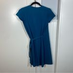 Pact  Organic Cotton Tie Wrap Dress Teal Sustainable Size small minimalist‎ basic Photo 4