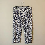 Ralph Lauren Vintage Lauren Women's Sz 12 Floral Casual Stretch Capri Pants Navy Photo 1