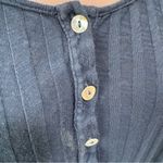 Free People FP Beach  Navy Blue Long Sleeve Dress Large Ribbed Buttons Photo 2