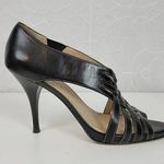 Ellen Tracy Ventura Womens Shoes Size 8 Black Leather Peep Toe Strappy Heels Photo 0