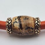 Barse Orange Leather & Picture Jasper Bracelet Photo 1