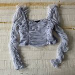 French Connection French Connection Edrea Tulle Top NWT size 12 in Cosmic Sky Sheer Cropped Photo 3